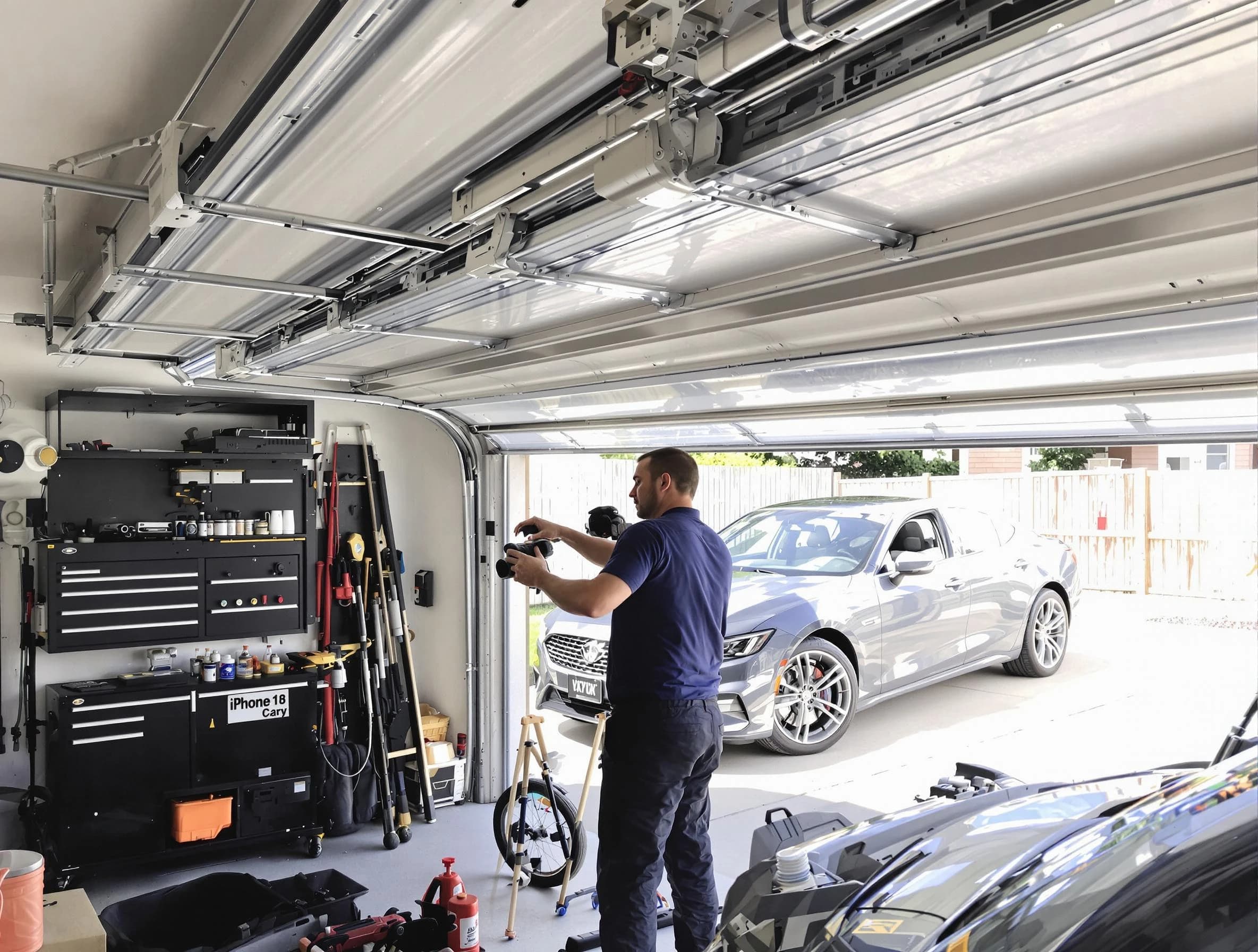 Gunbarrel Garage Door Repair technician fixing noisy garage door in Gunbarrel