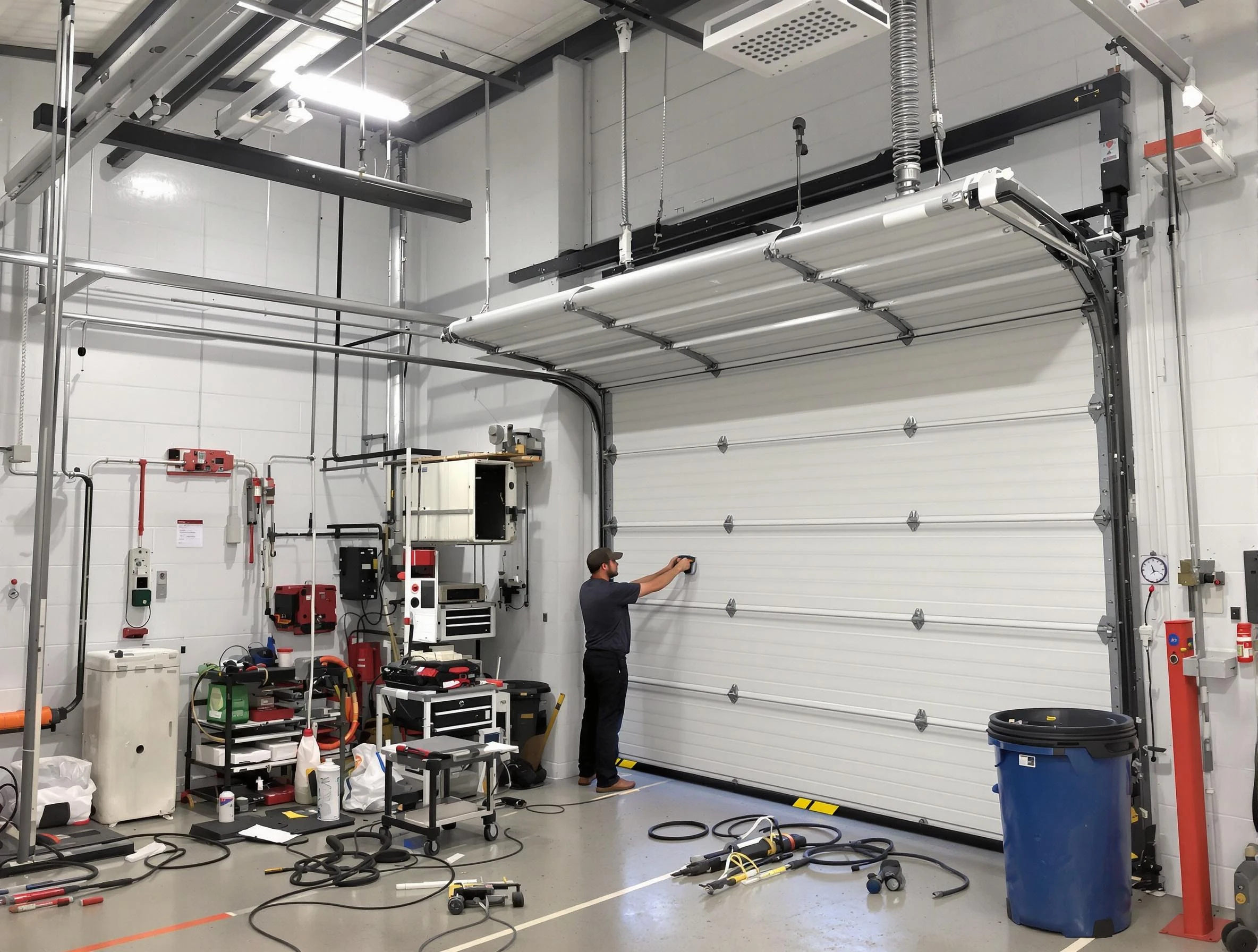 Gunbarrel Garage Door Repair certified technician performing commercial door repair at a Gunbarrel business facility