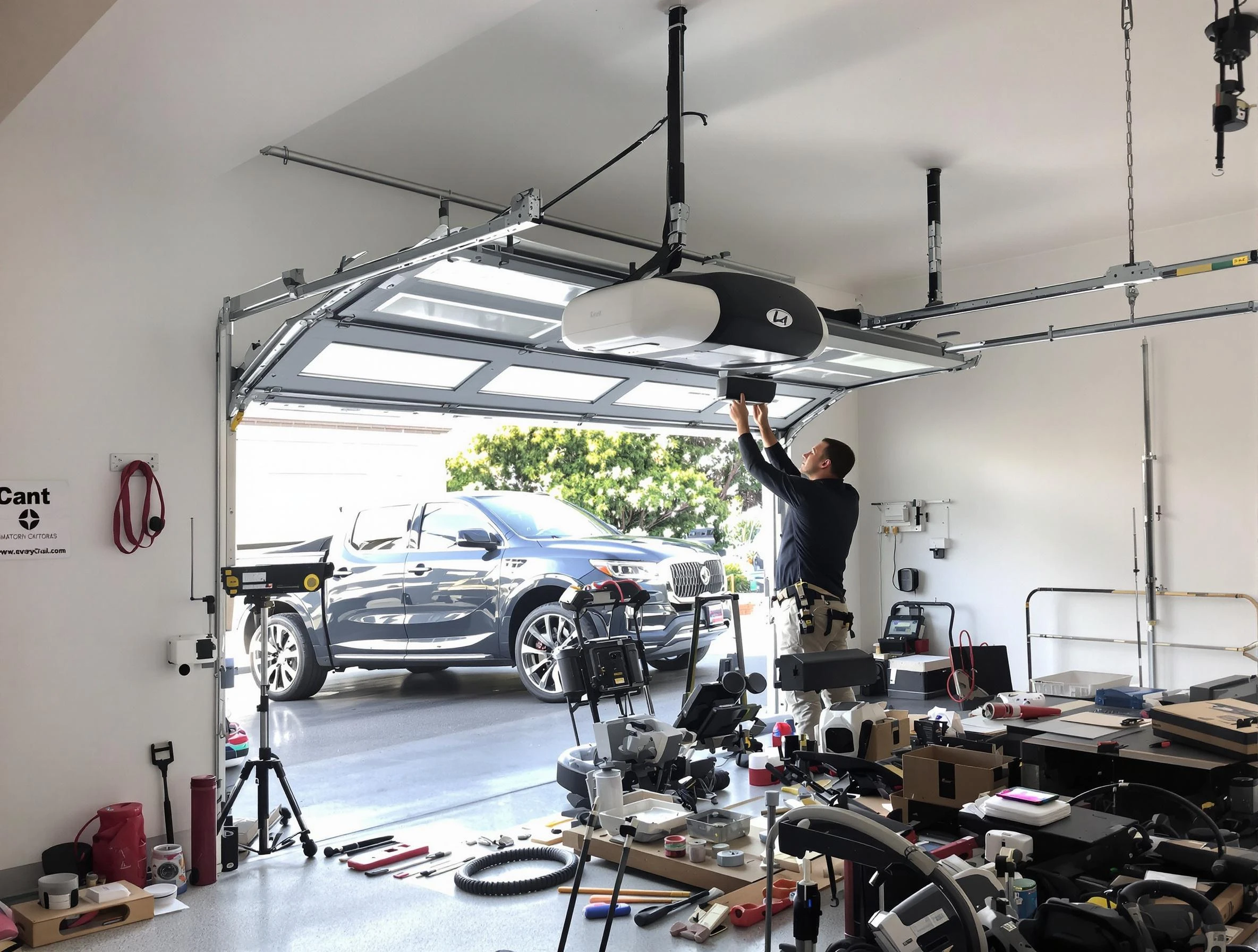 Gunbarrel Garage Door Repair specialist installing smart garage door opener system in Gunbarrel home