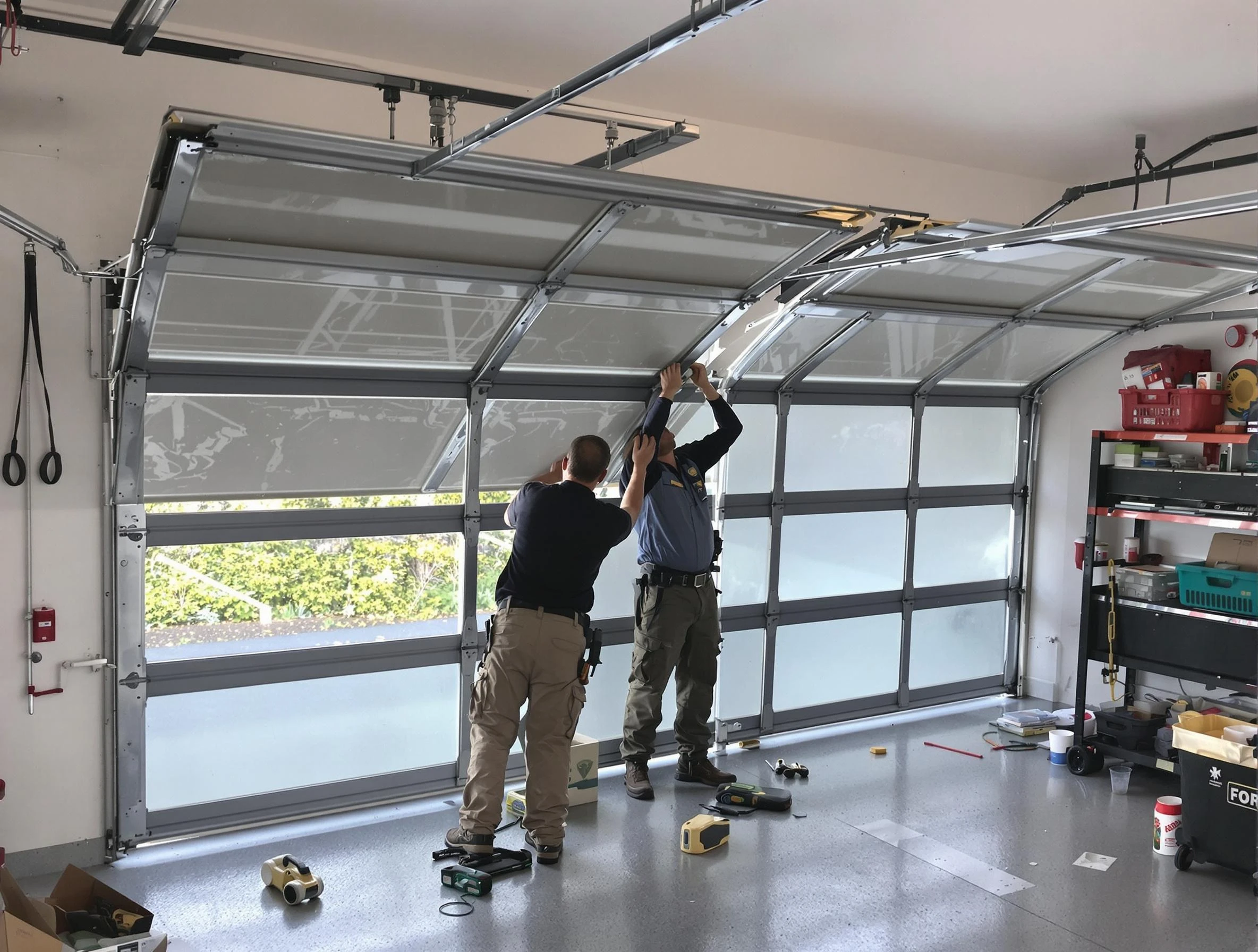 Gunbarrel Garage Door Repair expert performing precise panel replacement on Gunbarrel garage door